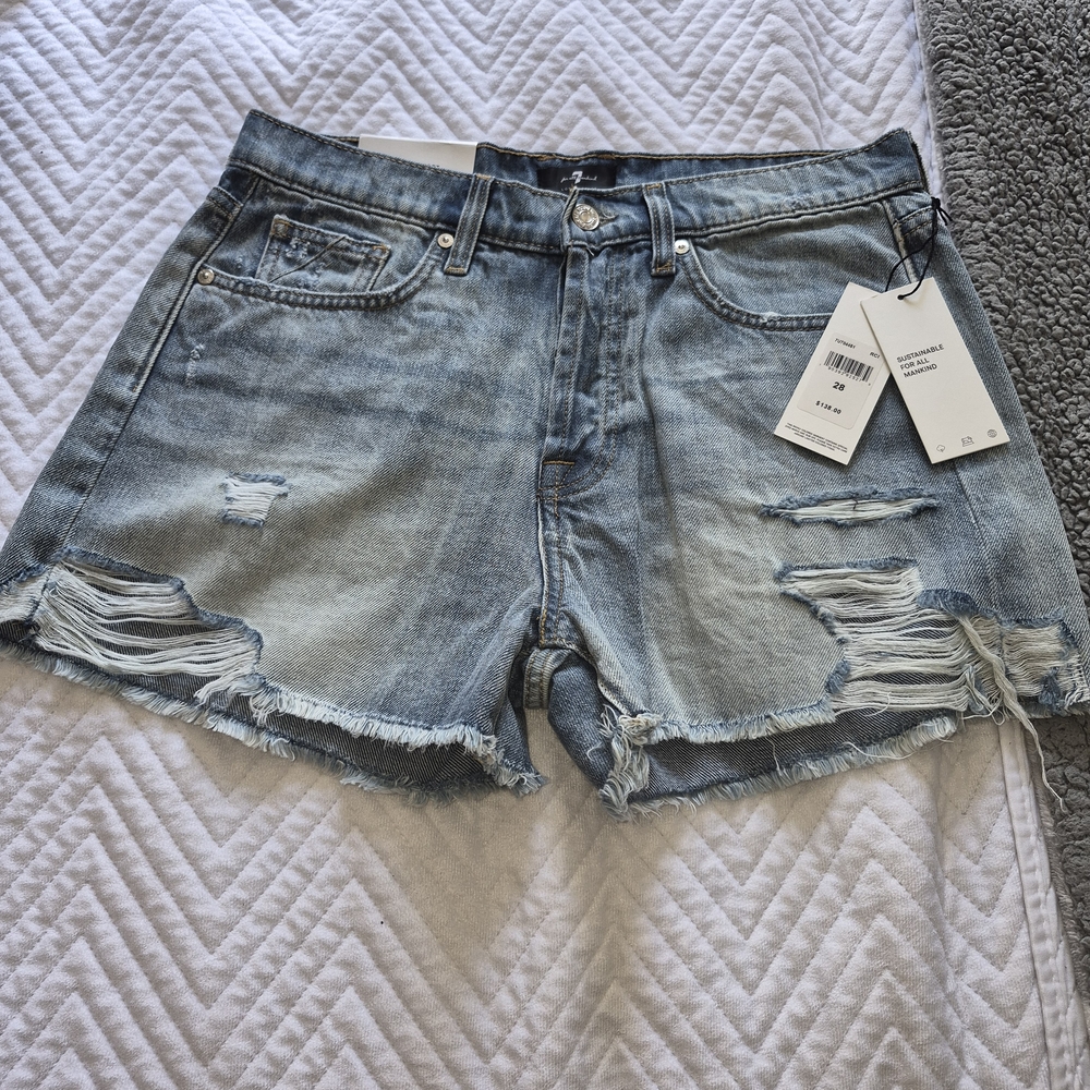 Trendy Blue Distressed Jean Shorts